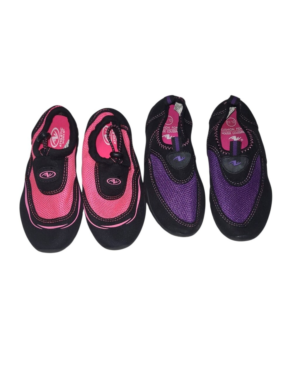Athletic Works Kids Pink & Purple Sets Water Shoes Socks Slip-On Mesh Sz 11/12